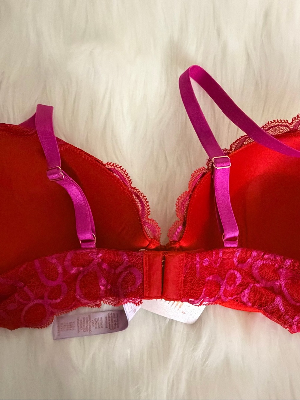 🆕 Savage X Fenty Red Ribbon Lace Push-up Bra - Size: 36D - Picture 6 of 7